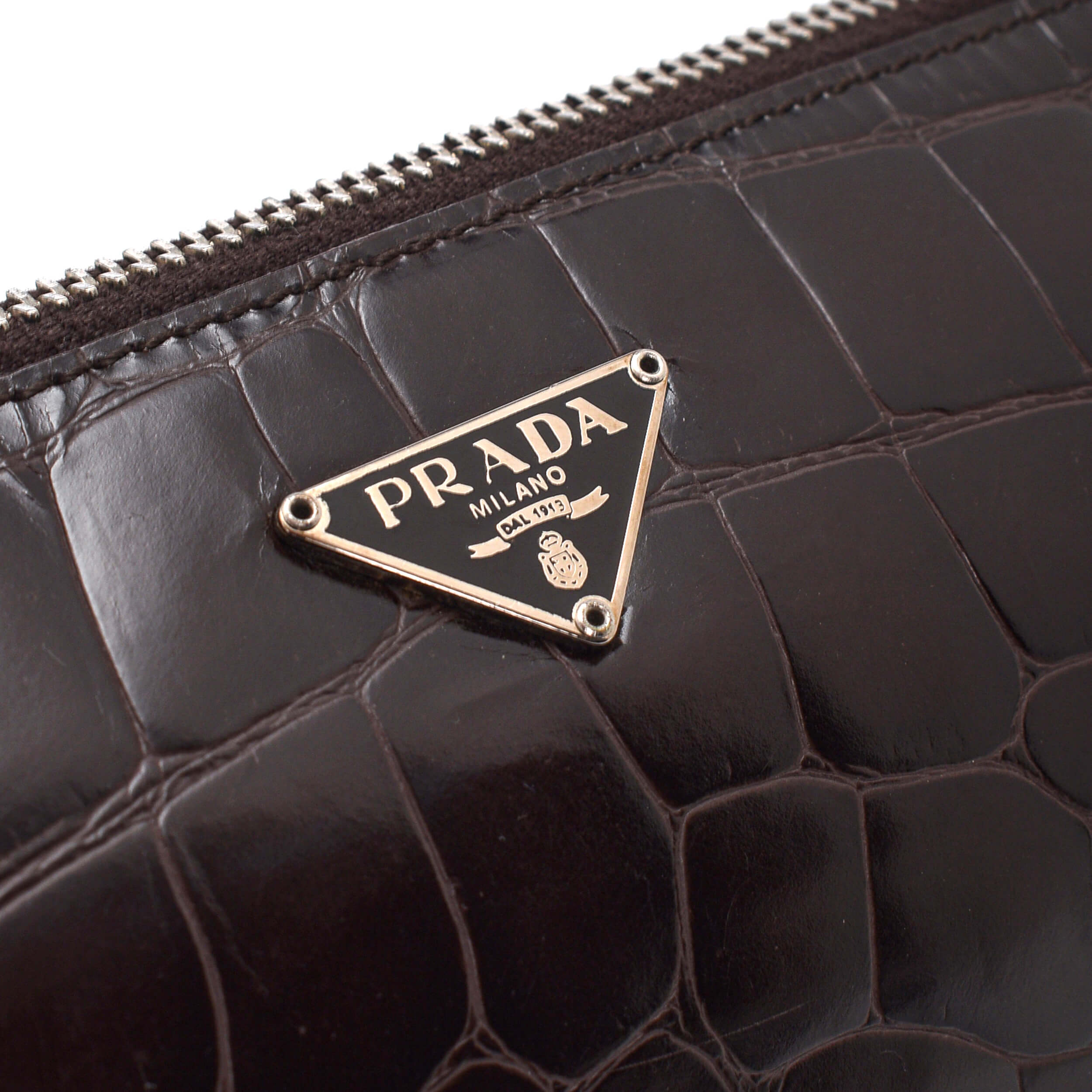 Prada - Brown Croco Leather Long Clutch